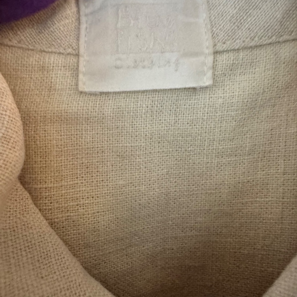 Blue Fish Hemp Linen Duster Jacket Dress Button Down Hand Paint Apples 1999 - Picture 16 of 16